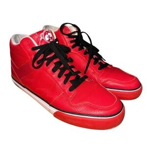 PONY‎ Red Leather Mid Top Sneakers MENS 13 Pre-Owned Shaun Neff Signature Shoes